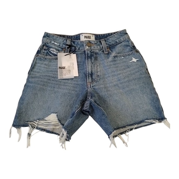 Paige Women's 23 Denim Sarah Longline Short Raw Hem‎ Boho Festival - Picture 1 of 5